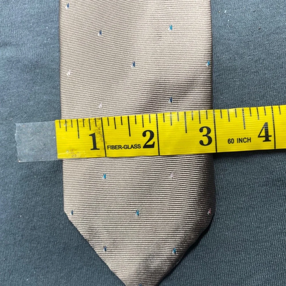 Christian Dior Men Necktie Silk Taupe Gold Micro Dot Classic Designer Tie